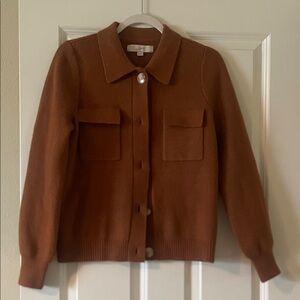 LOFT Ribbed Sweater in Warm Brown